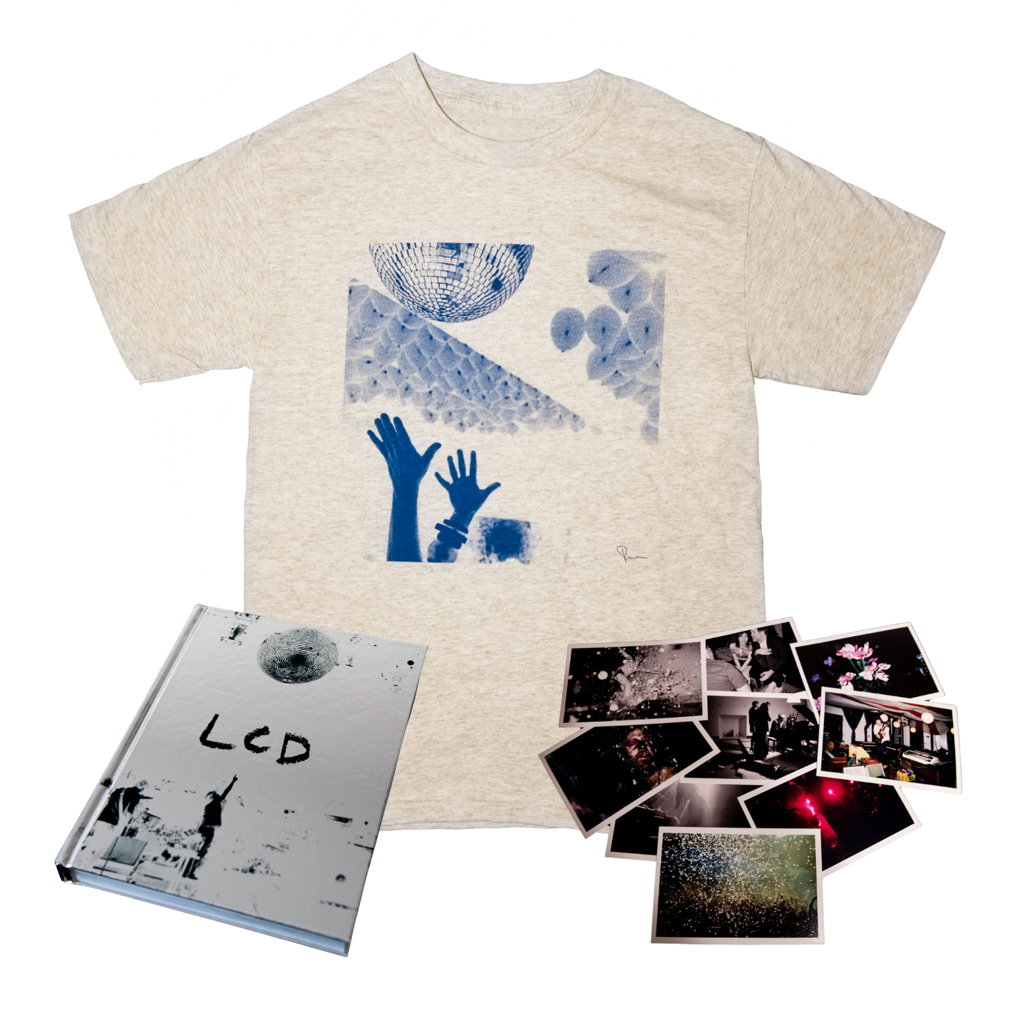 Hands and Disco Ball T-Shirt, Signed LCD Book, 5 Print Package